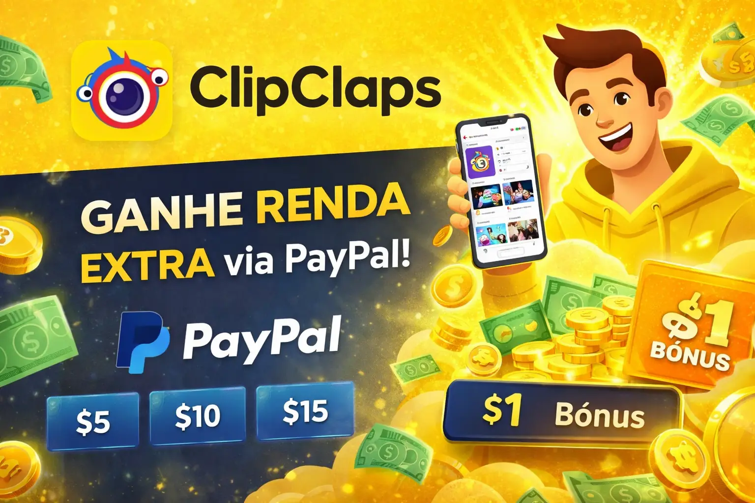 O ‘TikTok’ que te Paga em Dólar de Verdade (Guia do App ClipClaps)